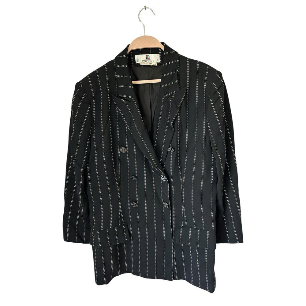 Givenchy womens size 46 L pinstripe double breasted blazer jacket vintage‎